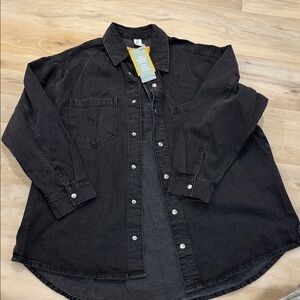 Black Denim Button-Up Shirt